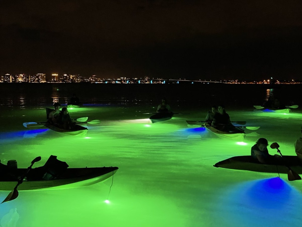 a group of people performing on stage in front of a body of water
