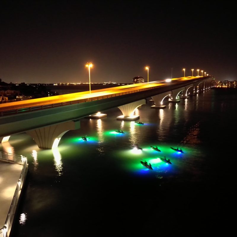 a view of a city at night